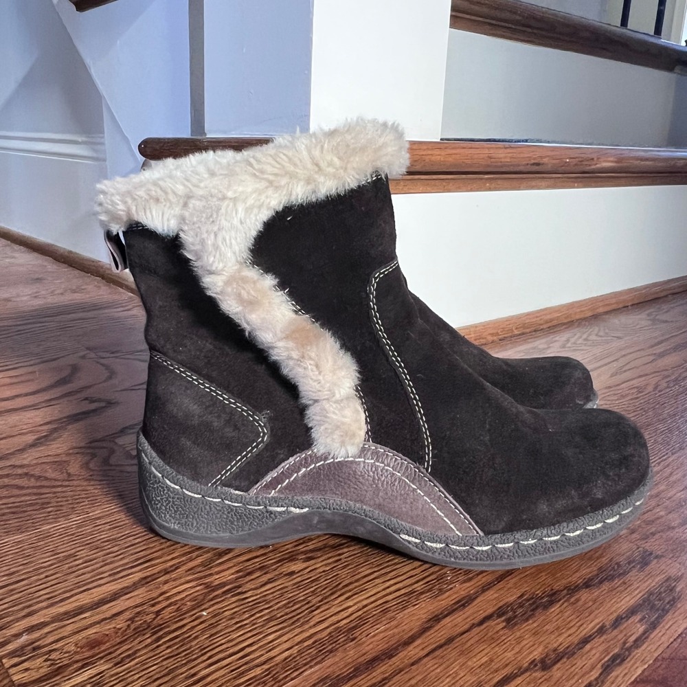 Bear Trap Ellen Faux Lined‎ Leather Ankle Boots Brown Zippered 81105-1010-002-40